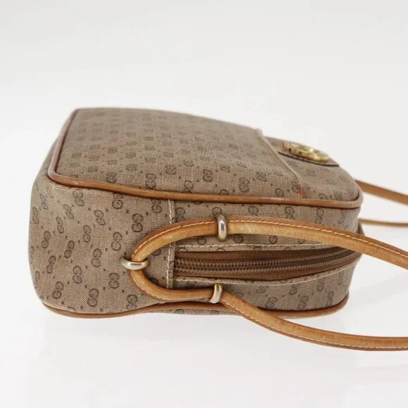 GUCCI Micro GG Supreme Shoulder Bag PVC Beige Gold